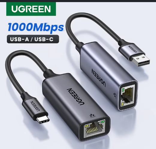 USB-A and USB-C to RJ45 Ethernet adapters